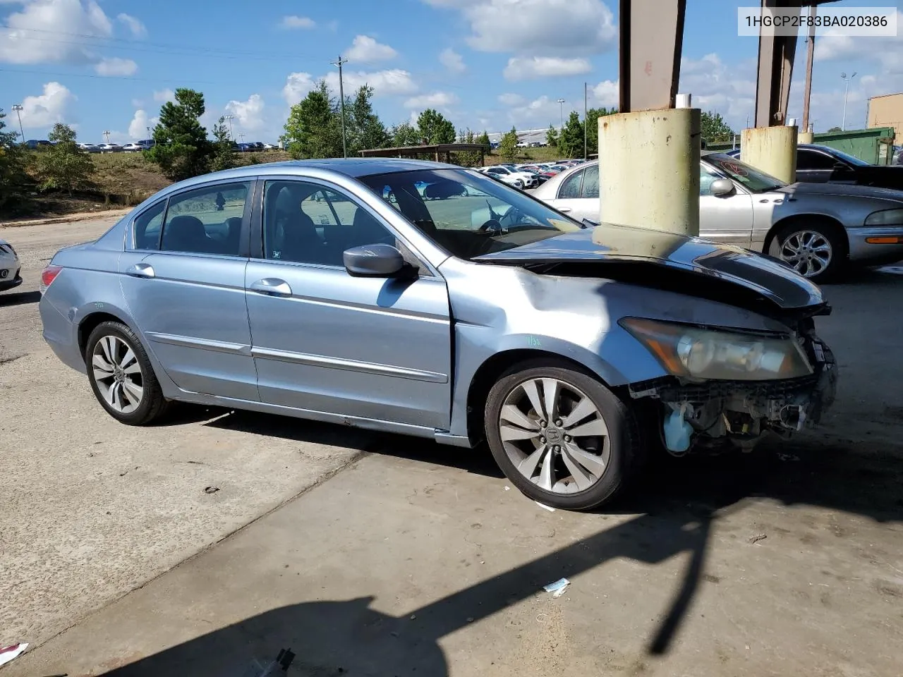 1HGCP2F83BA020386 2011 Honda Accord Exl