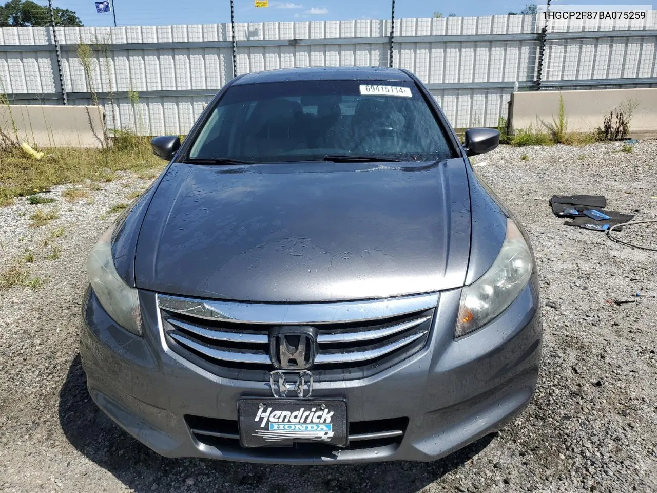 2011 Honda Accord Exl VIN: 1HGCP2F87BA075259 Lot: 69415114