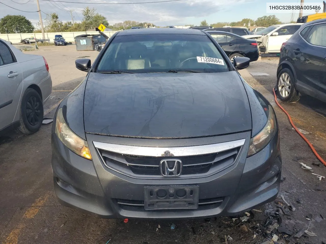 2011 Honda Accord Exl VIN: 1HGCS2B83BA005486 Lot: 71200684