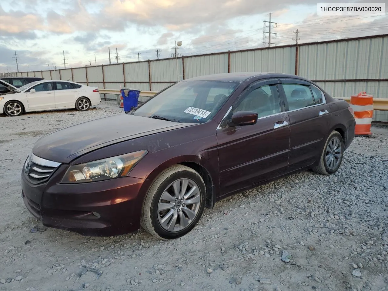 2011 Honda Accord Exl VIN: 1HGCP3F87BA000020 Lot: 73419414