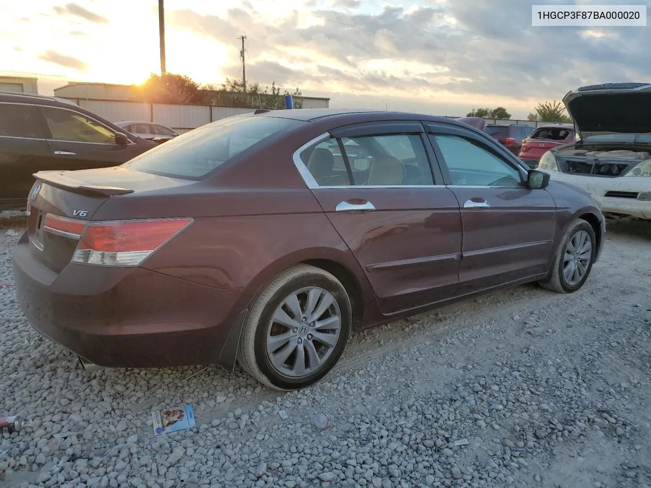 2011 Honda Accord Exl VIN: 1HGCP3F87BA000020 Lot: 73419414