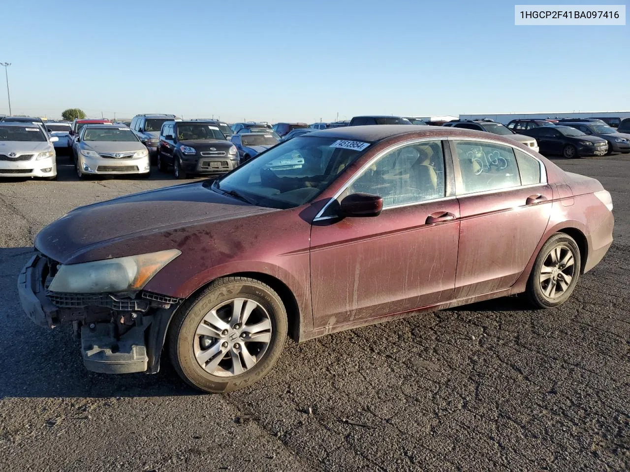 2011 Honda Accord Lxp VIN: 1HGCP2F41BA097416 Lot: 74513954