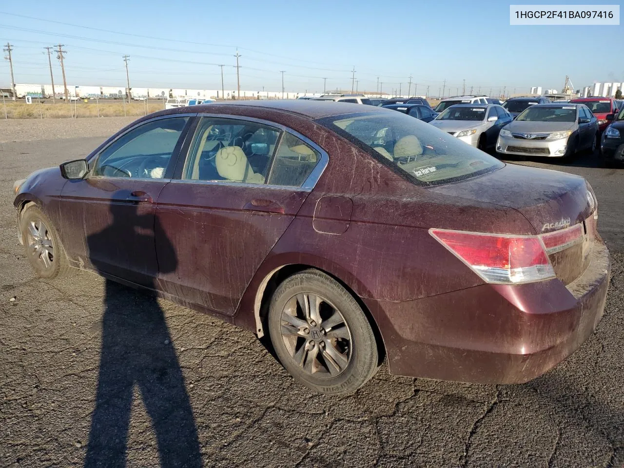 2011 Honda Accord Lxp VIN: 1HGCP2F41BA097416 Lot: 74513954