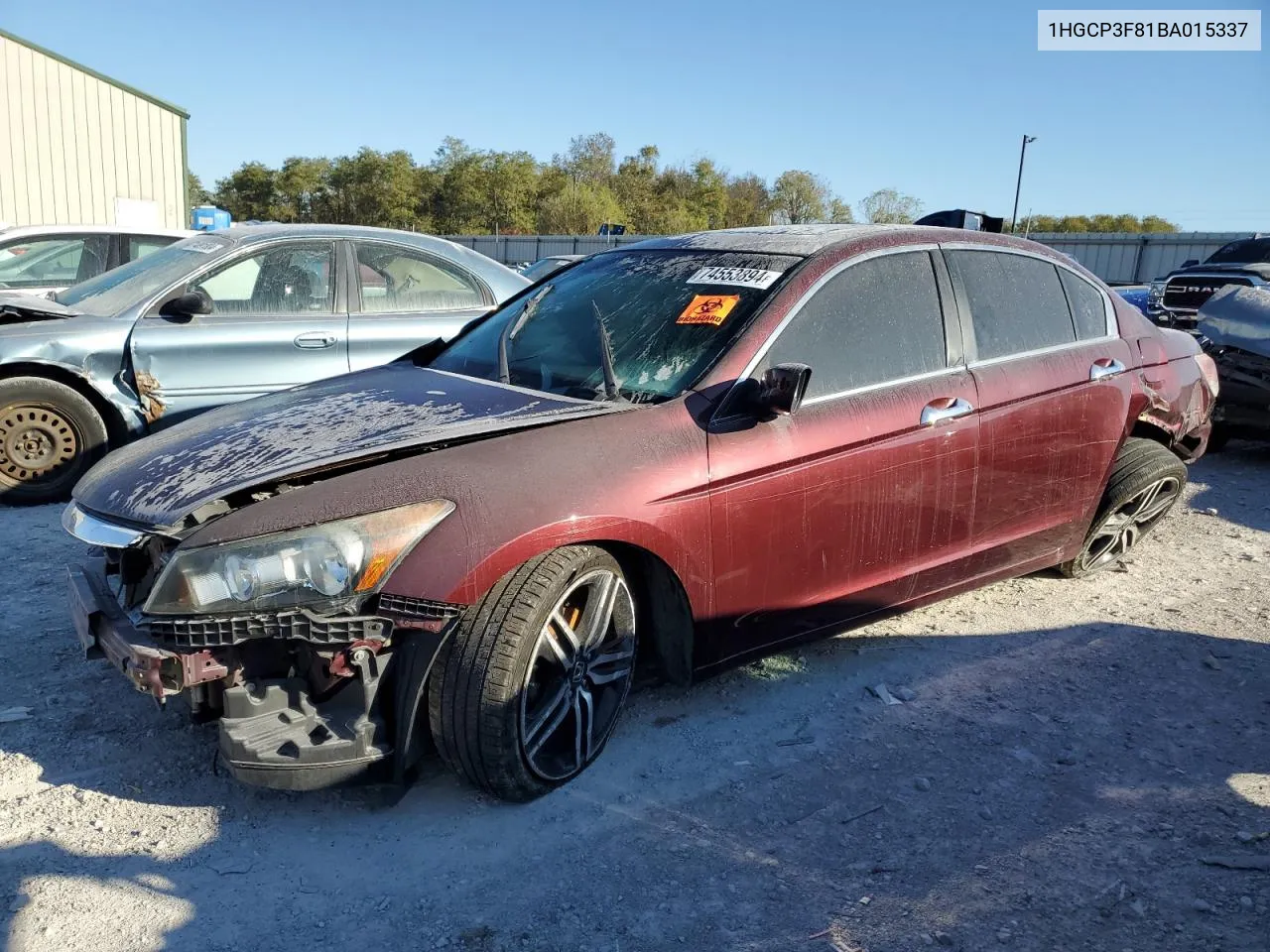 2011 Honda Accord Exl VIN: 1HGCP3F81BA015337 Lot: 74553894