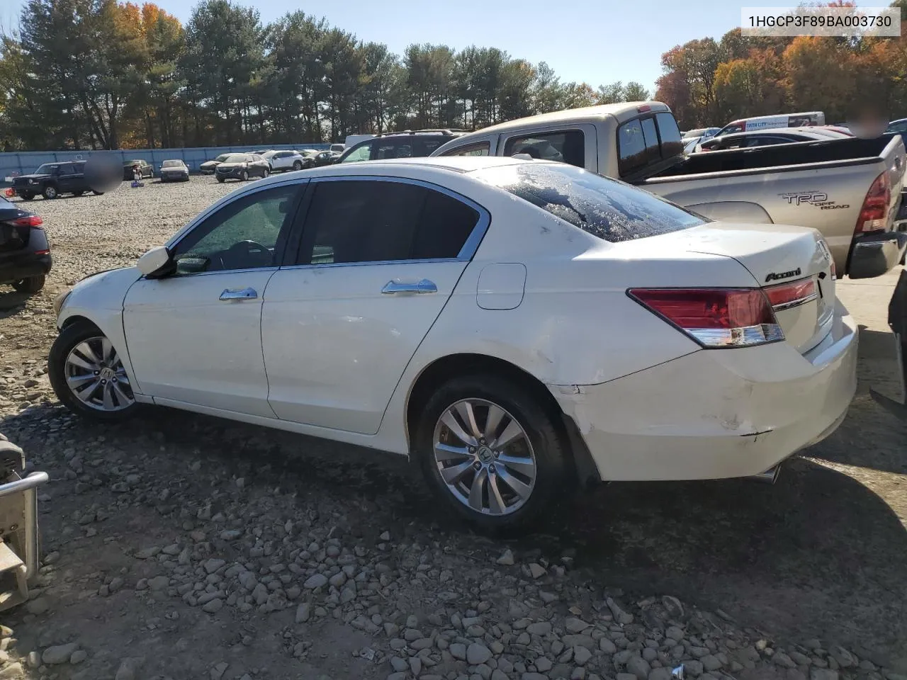 2011 Honda Accord Exl VIN: 1HGCP3F89BA003730 Lot: 77363824