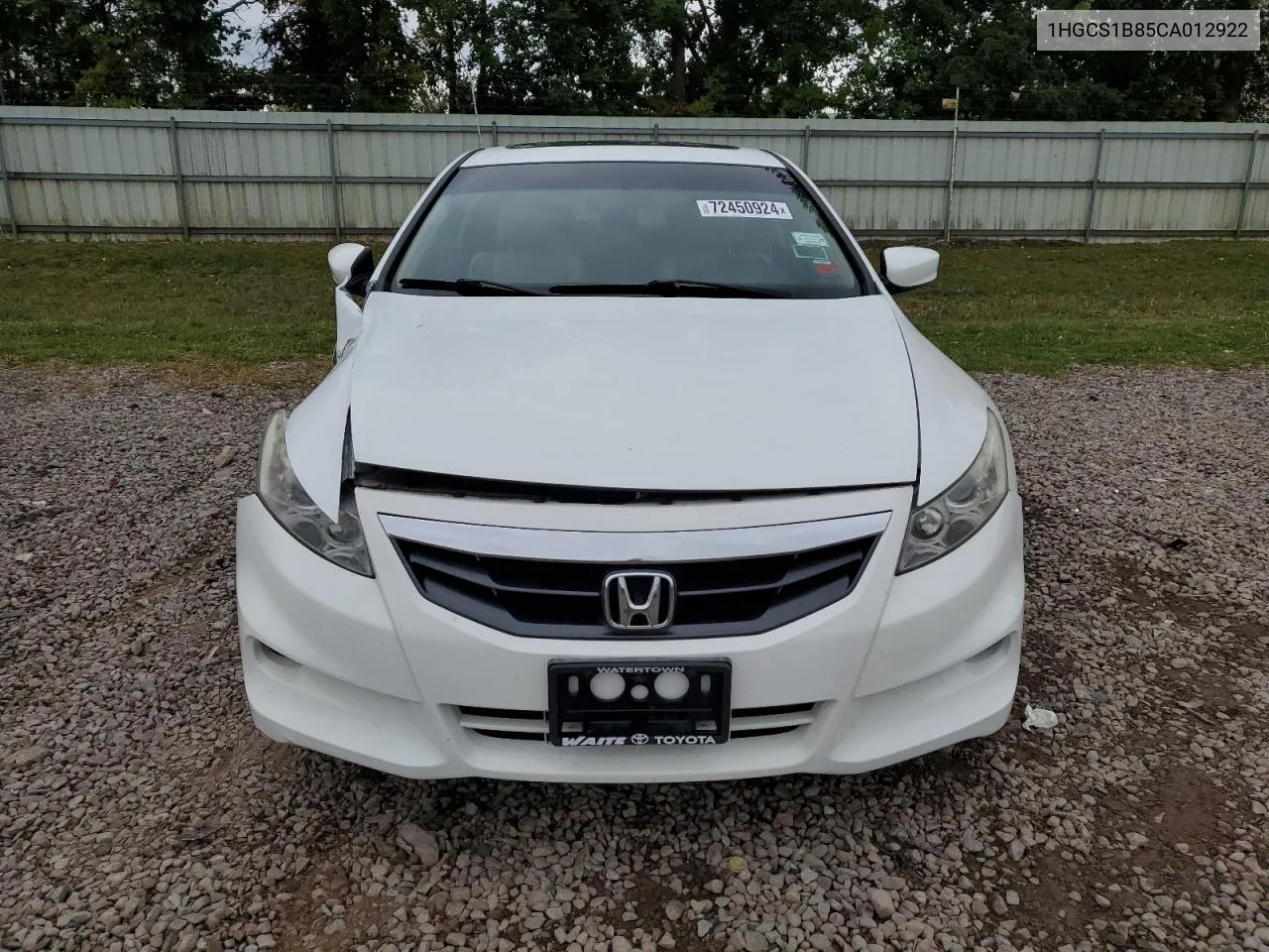 2012 Honda Accord Exl VIN: 1HGCS1B85CA012922 Lot: 72450924