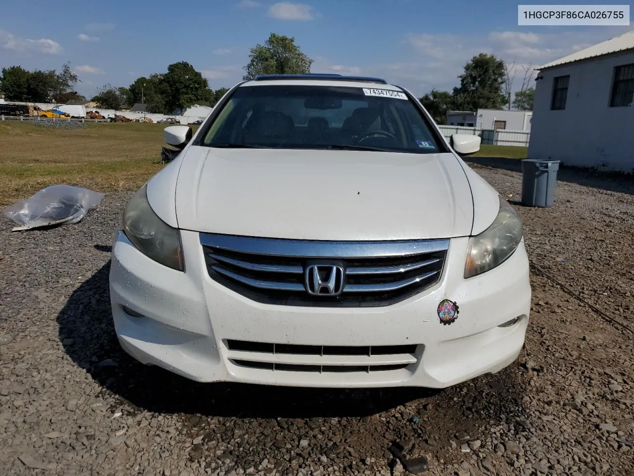 2012 Honda Accord Exl VIN: 1HGCP3F86CA026755 Lot: 74347554