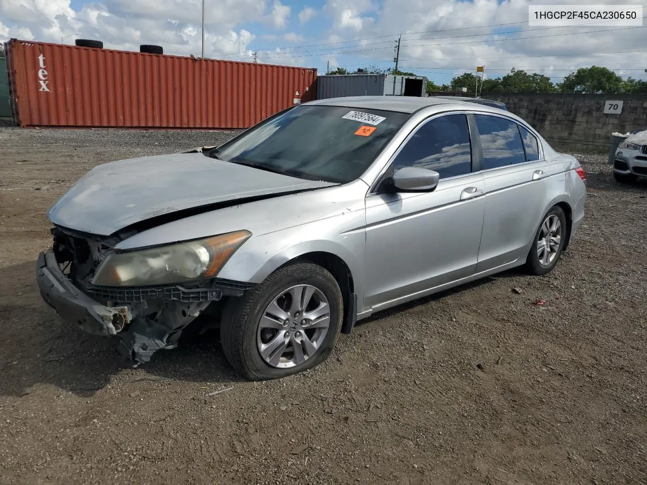 2012 Honda Accord Lxp VIN: 1HGCP2F45CA230650 Lot: 78097584