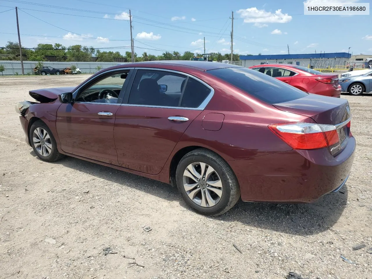 2014 Honda Accord Lx VIN: 1HGCR2F30EA198680 Lot: 62359284