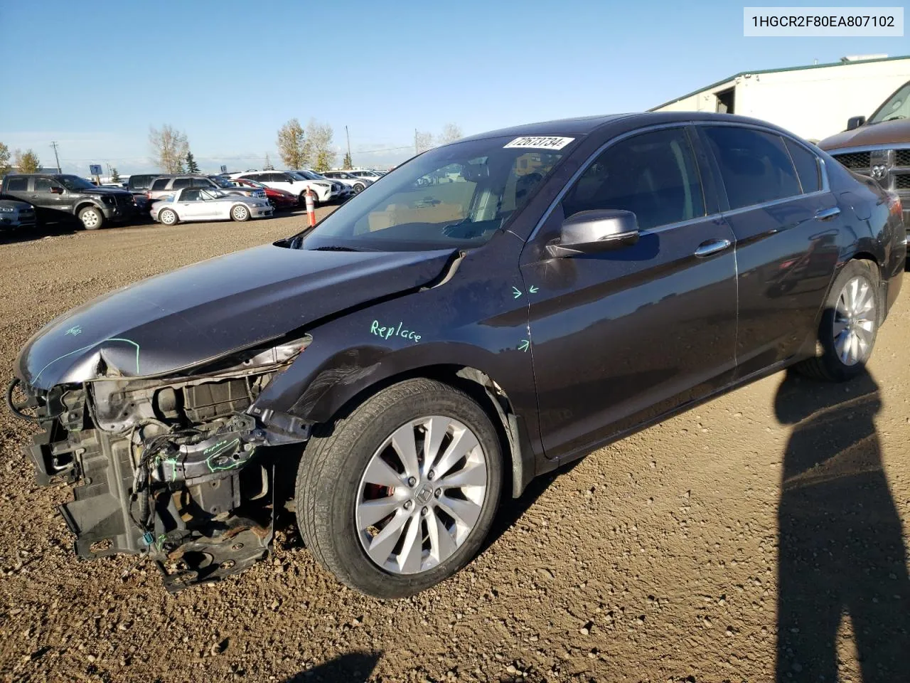 2014 Honda Accord Exl VIN: 1HGCR2F80EA807102 Lot: 72673734