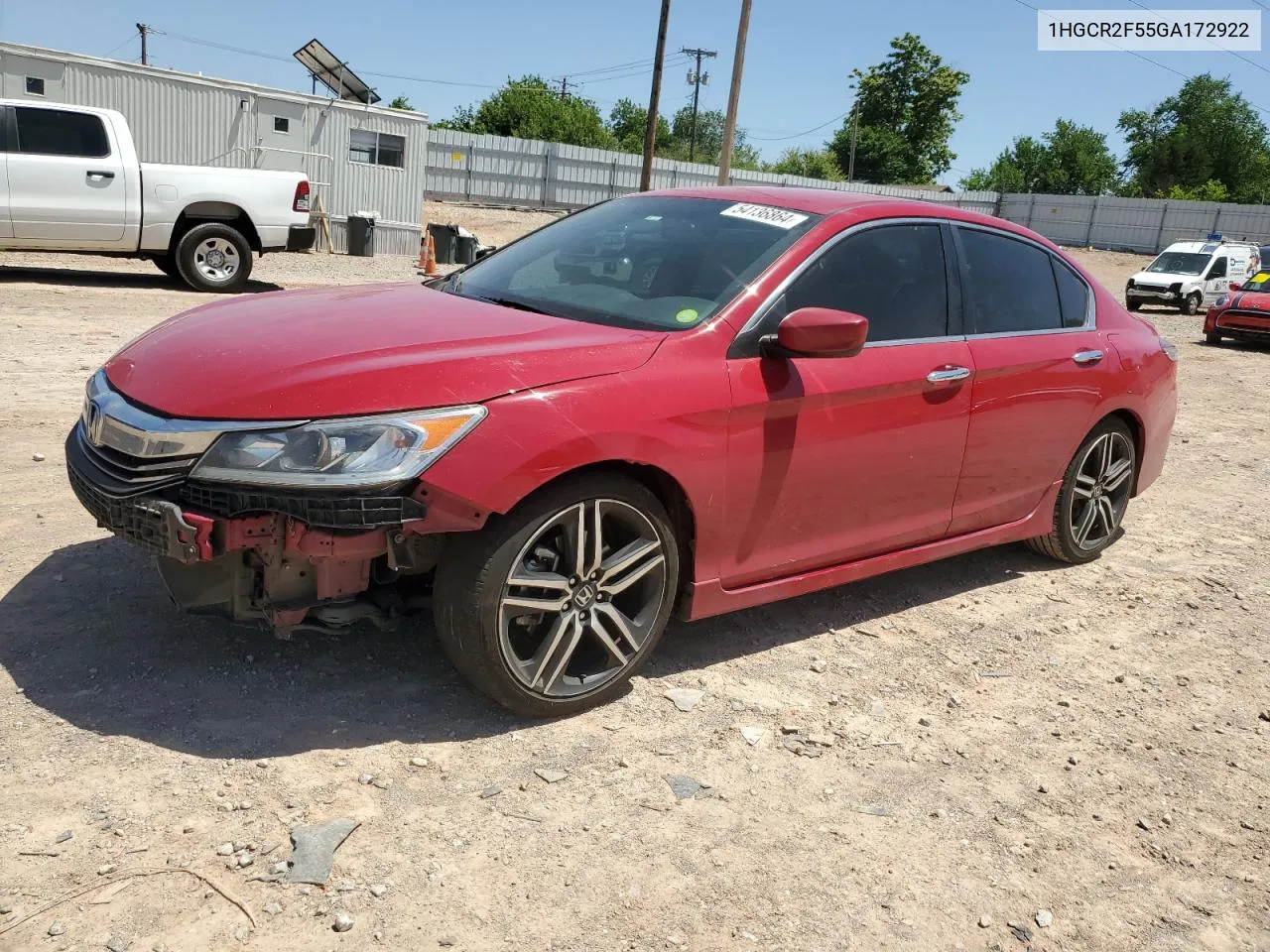 2016 Honda Accord Sport VIN: 1HGCR2F55GA172922 Lot: 54136864