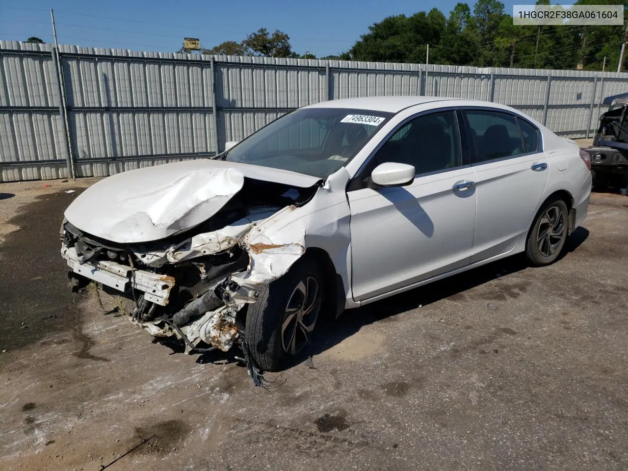 2016 Honda Accord Lx VIN: 1HGCR2F38GA061604 Lot: 74963304