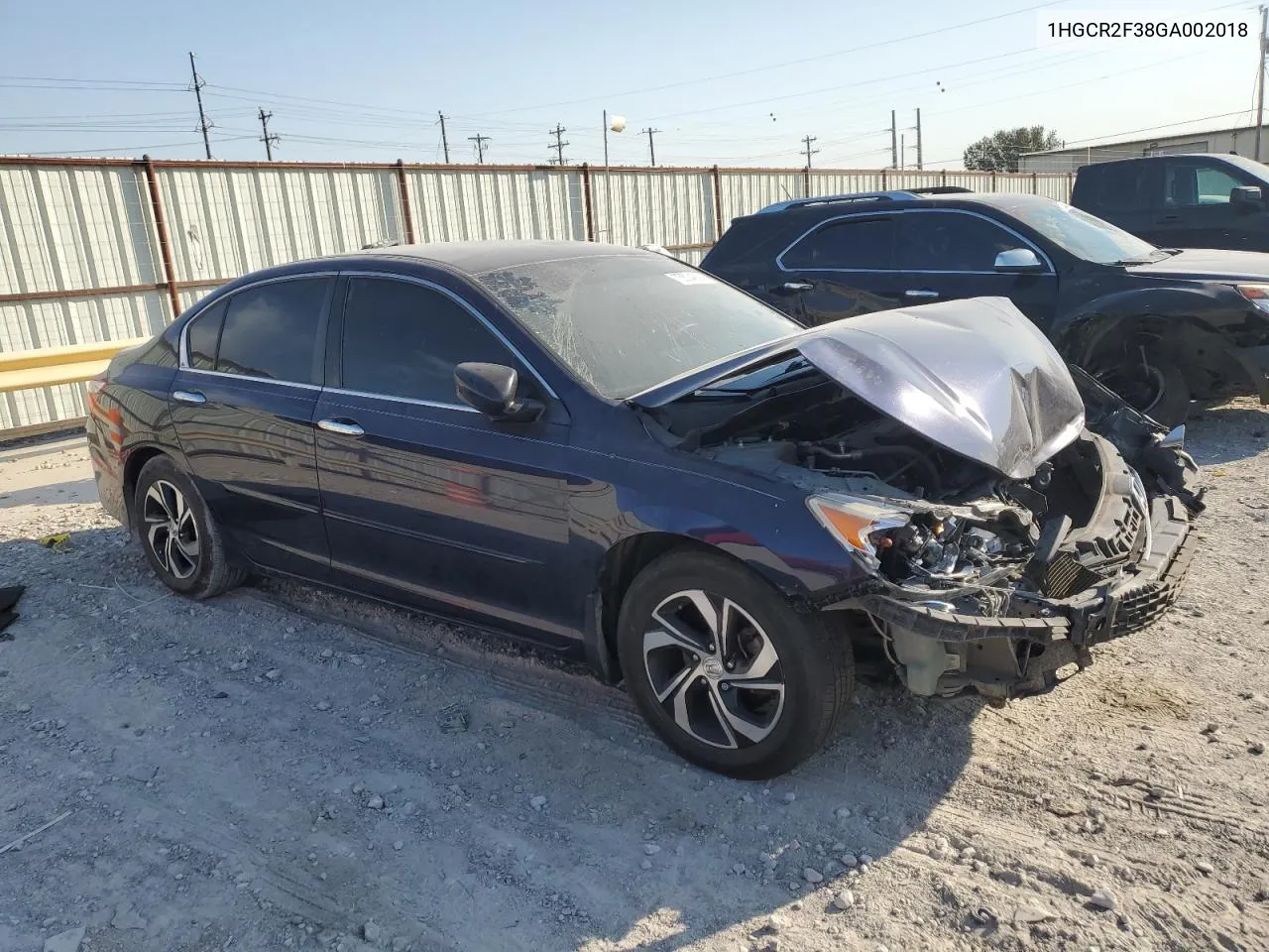 2016 Honda Accord Lx VIN: 1HGCR2F38GA002018 Lot: 75534884