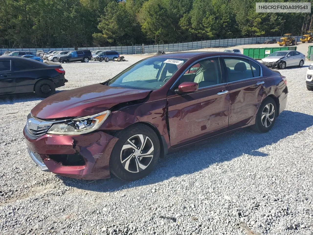 2016 Honda Accord Lx VIN: 1HGCR2F42GA039543 Lot: 78585164