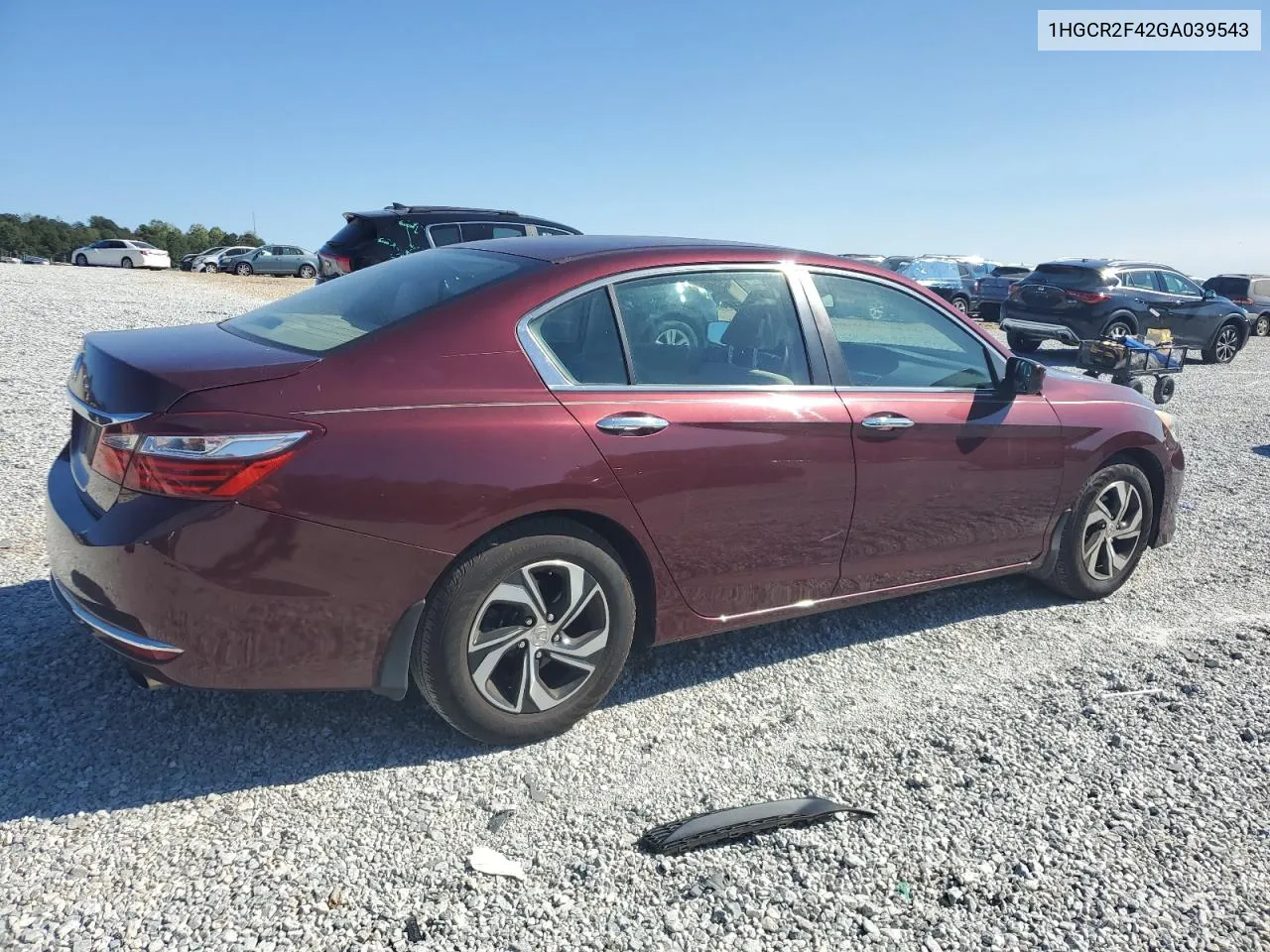 2016 Honda Accord Lx VIN: 1HGCR2F42GA039543 Lot: 78585164