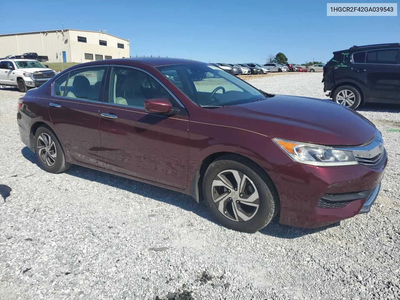 2016 Honda Accord Lx VIN: 1HGCR2F42GA039543 Lot: 78585164