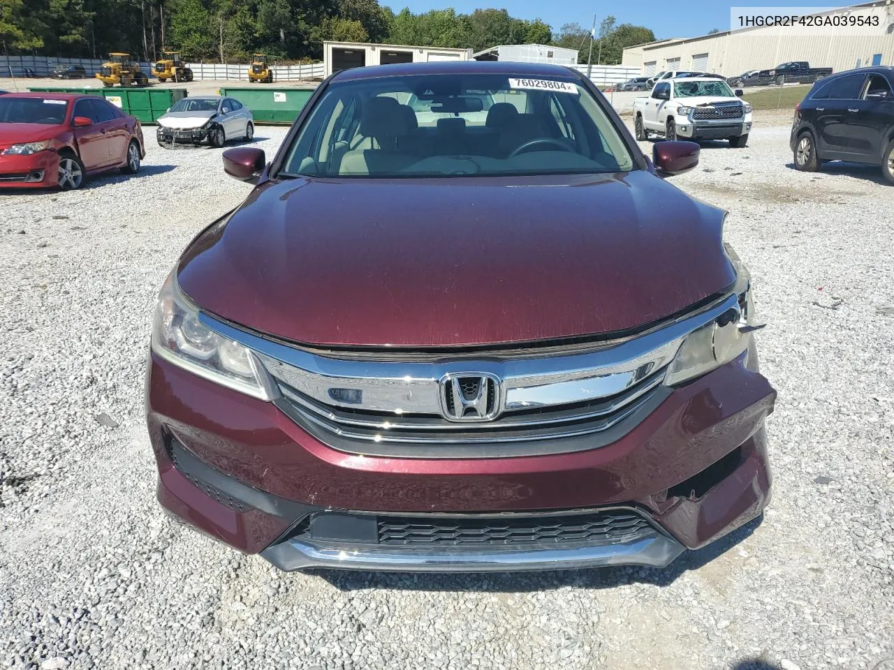 2016 Honda Accord Lx VIN: 1HGCR2F42GA039543 Lot: 78585164