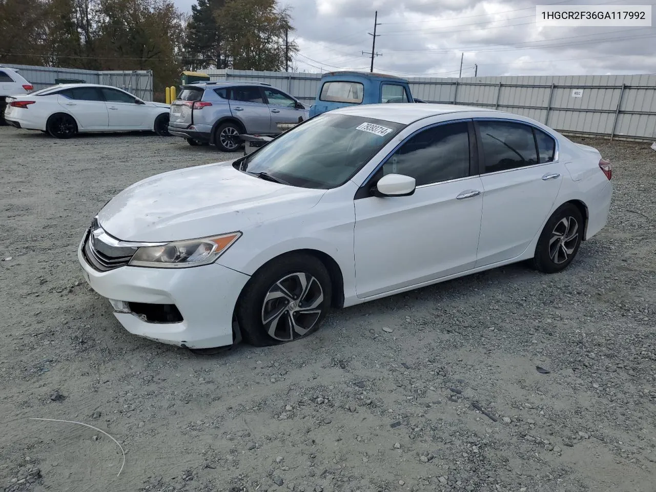 2016 Honda Accord Lx VIN: 1HGCR2F36GA117992 Lot: 79393714