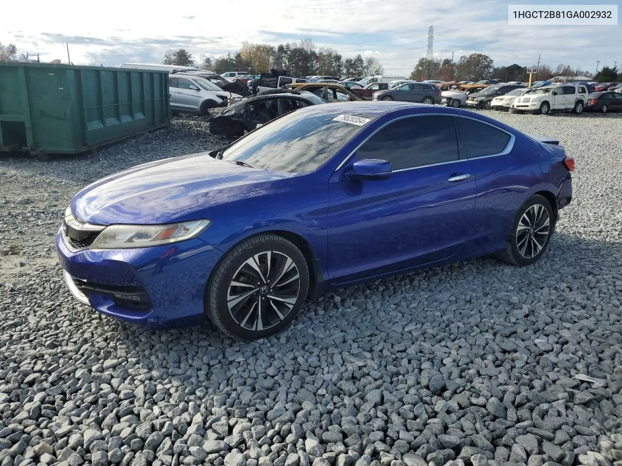 2016 Honda Accord Exl VIN: 1HGCT2B81GA002932 Lot: 79520354