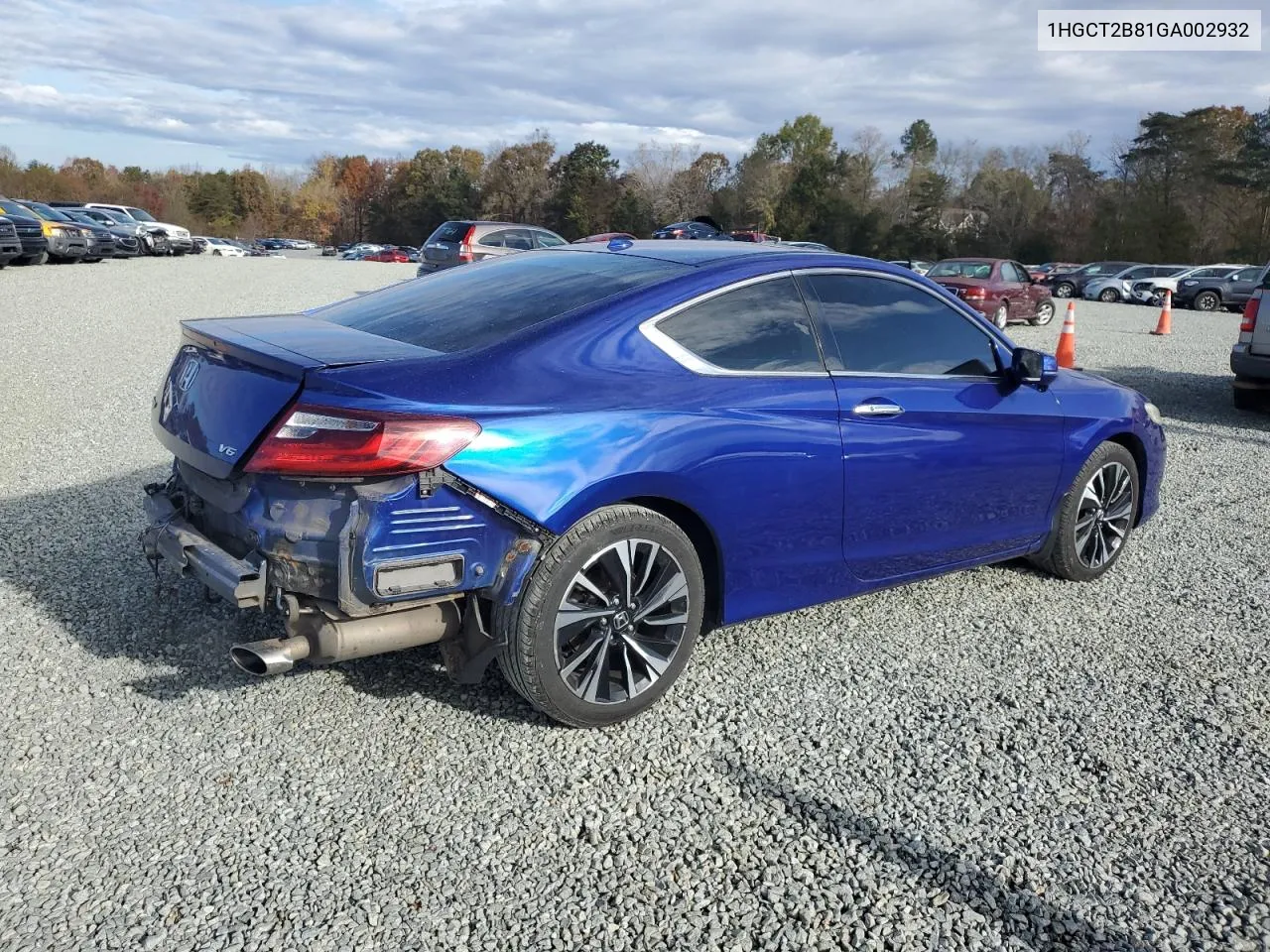 2016 Honda Accord Exl VIN: 1HGCT2B81GA002932 Lot: 79520354