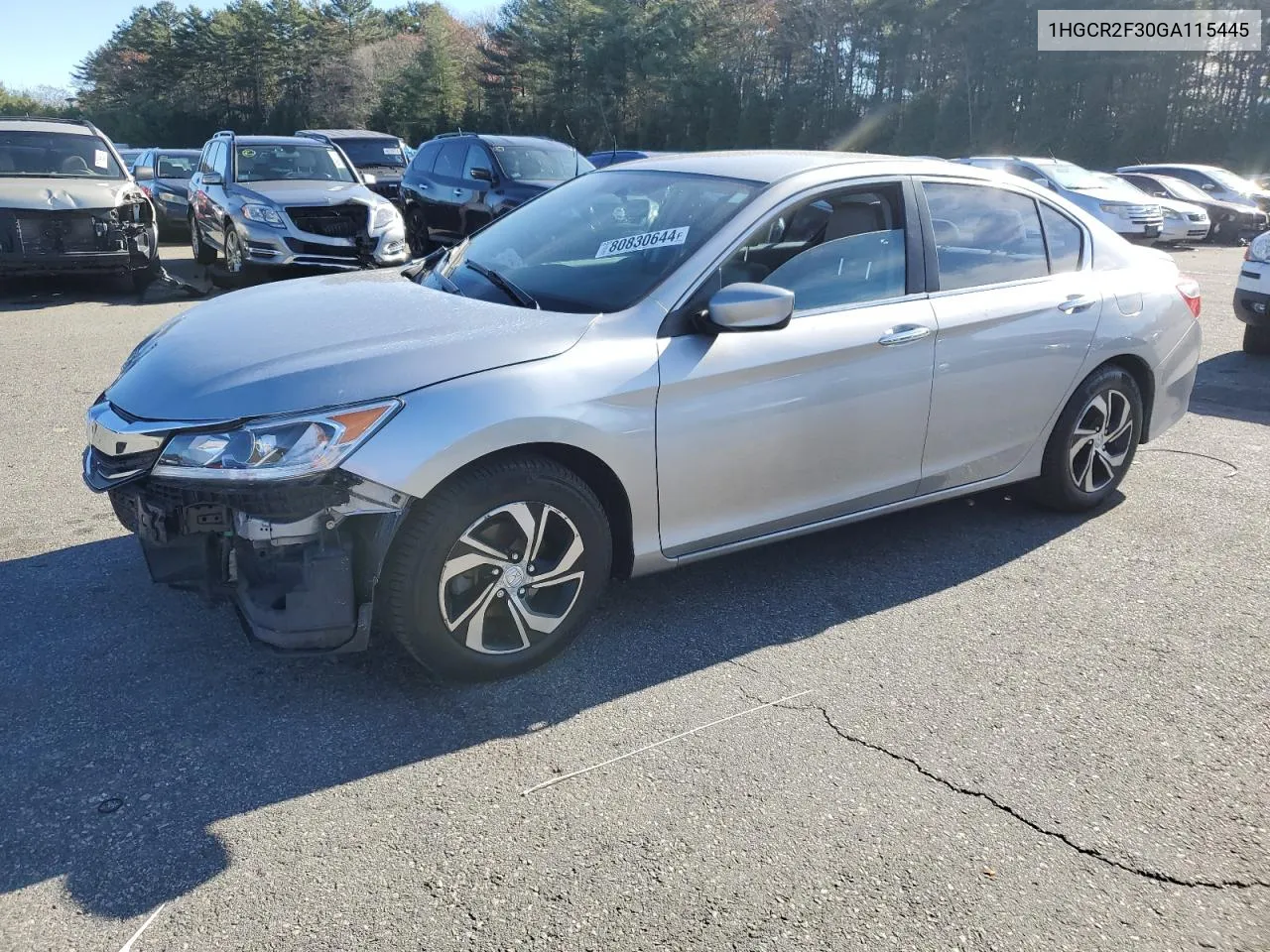 2016 Honda Accord Lx VIN: 1HGCR2F30GA115445 Lot: 80830644