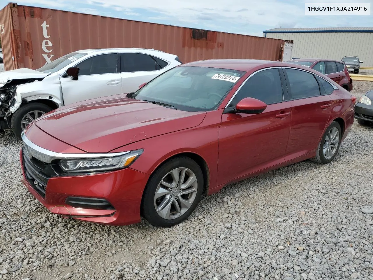 2018 Honda Accord Lx VIN: 1HGCV1F1XJA214916 Lot: 74722214