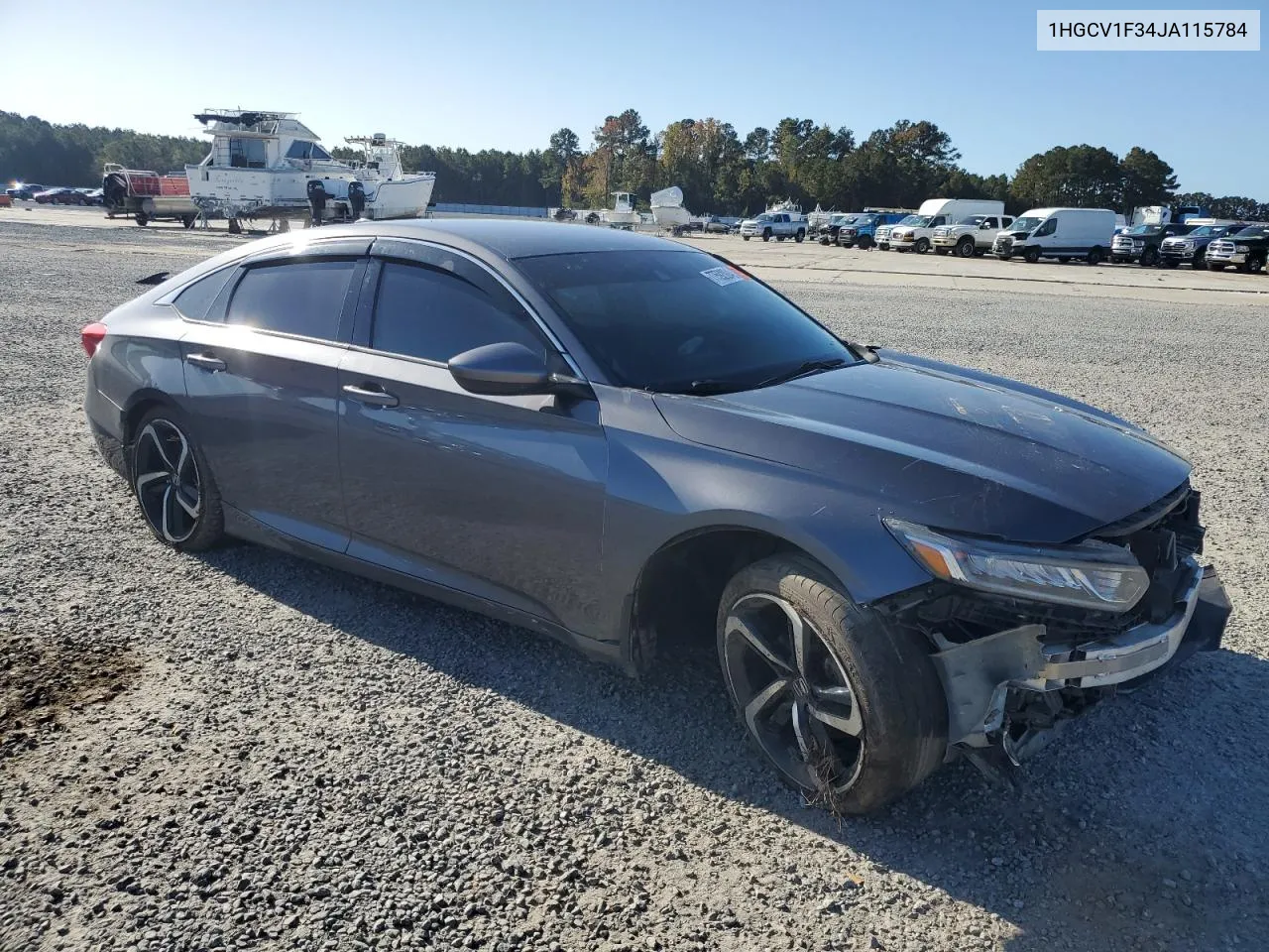 2018 Honda Accord Sport VIN: 1HGCV1F34JA115784 Lot: 77592004