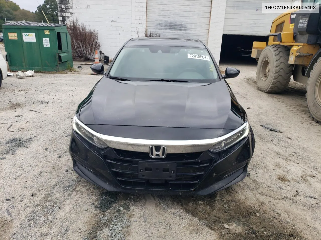 2019 Honda Accord Exl VIN: 1HGCV1F54KA005403 Lot: 72018564