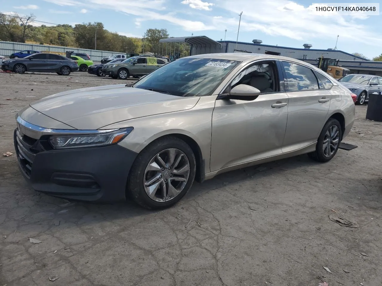 2019 Honda Accord Lx VIN: 1HGCV1F14KA040648 Lot: 72183434