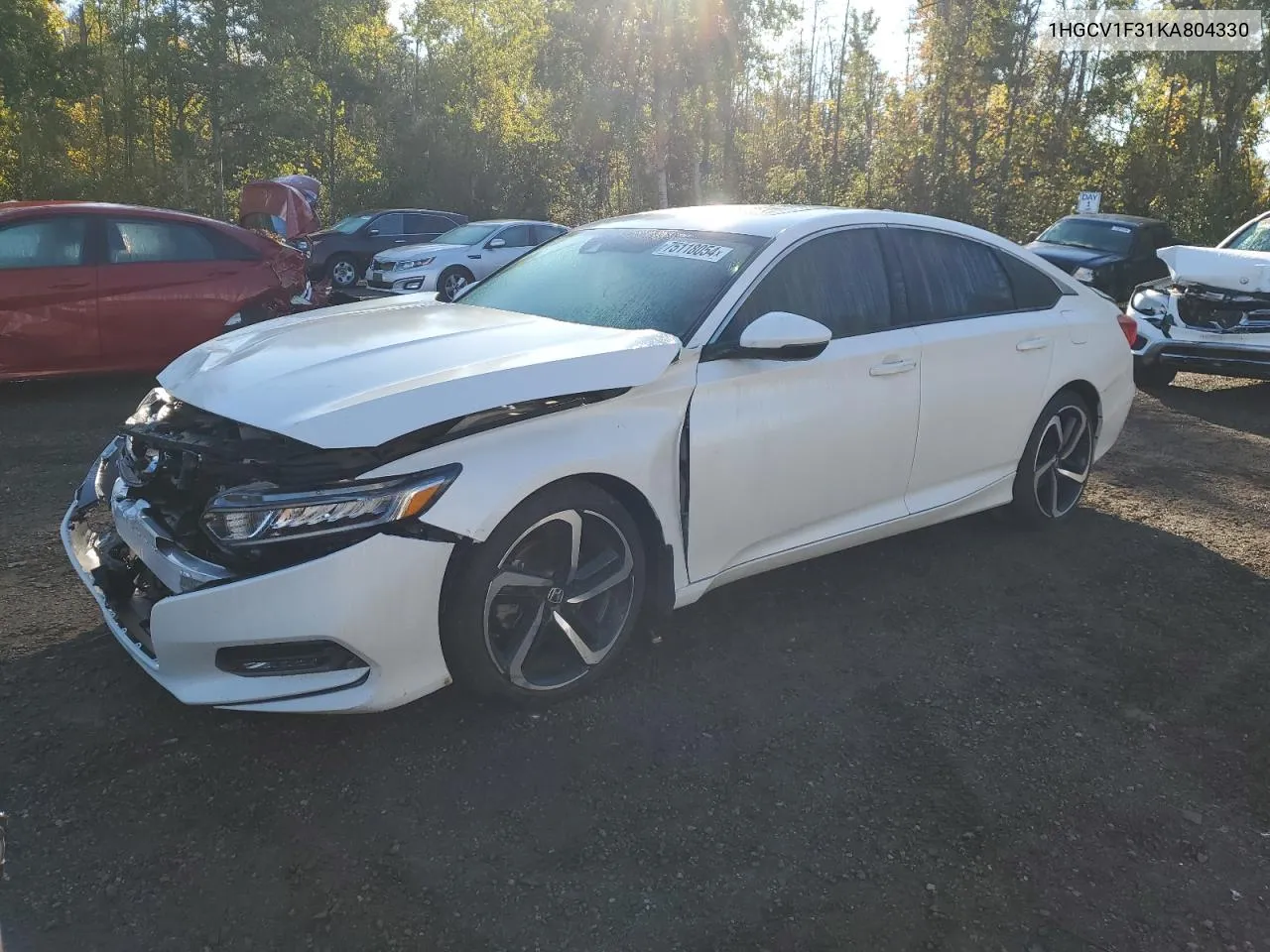 2019 Honda Accord Sport VIN: 1HGCV1F31KA804330 Lot: 75118054