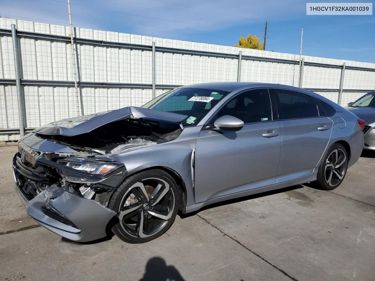 2019 Honda Accord Sport VIN: 1HGCV1F32KA001039 Lot: 77278084