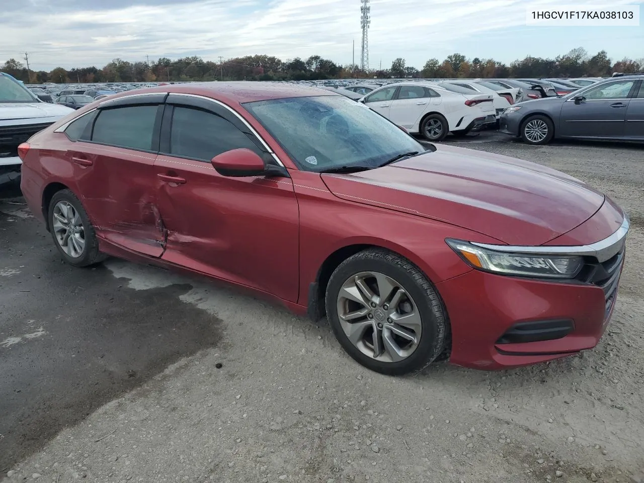 2019 Honda Accord Lx VIN: 1HGCV1F17KA038103 Lot: 77414114