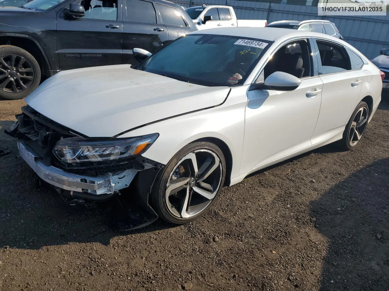 2020 Honda Accord Sport VIN: 1HGCV1F33LA012035 Lot: 71469734