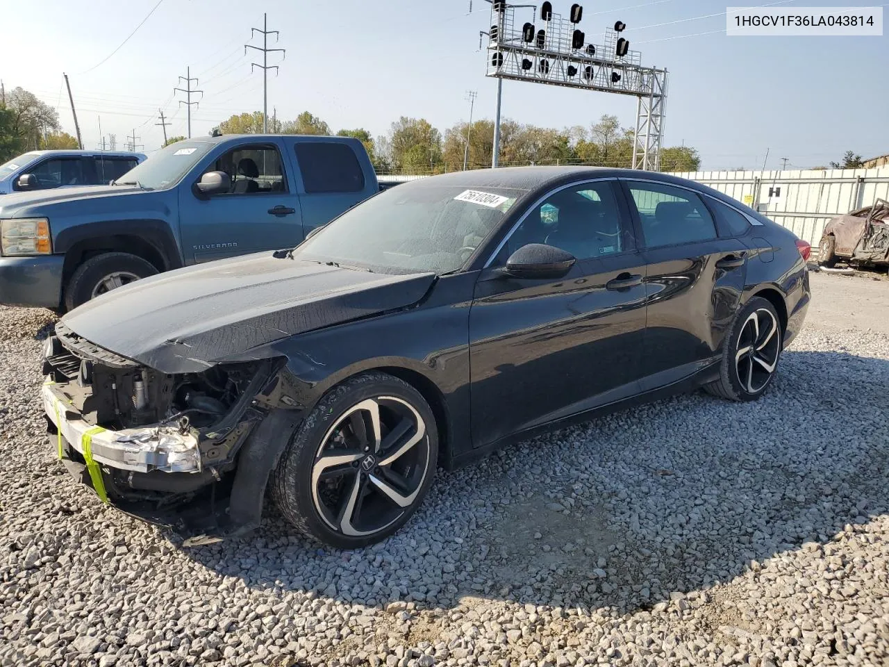 2020 Honda Accord Sport VIN: 1HGCV1F36LA043814 Lot: 75610304