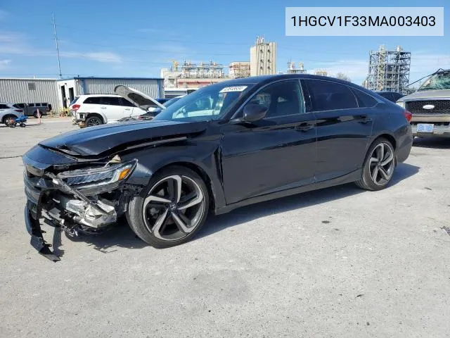 2021 Honda Accord Sport VIN: 1HGCV1F33MA003403 Lot: 46166484