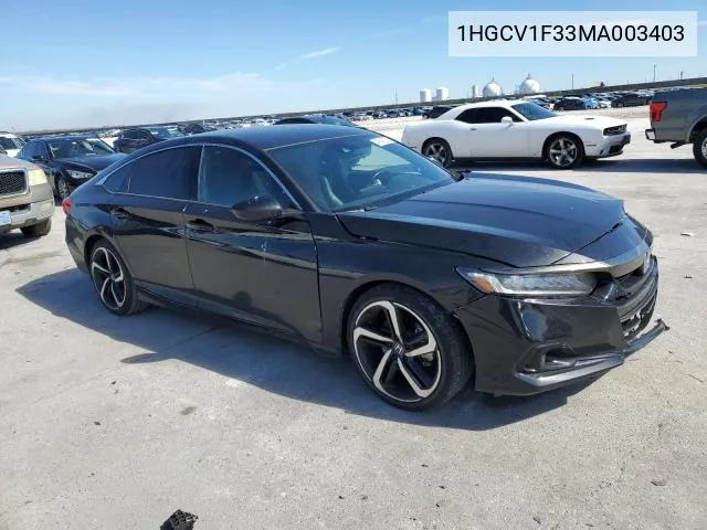 2021 Honda Accord Sport VIN: 1HGCV1F33MA003403 Lot: 46166484