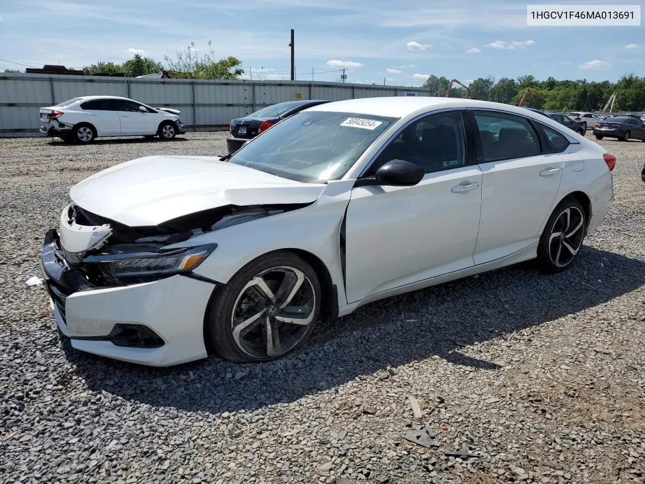 2021 Honda Accord Sport Se VIN: 1HGCV1F46MA013691 Lot: 56945054