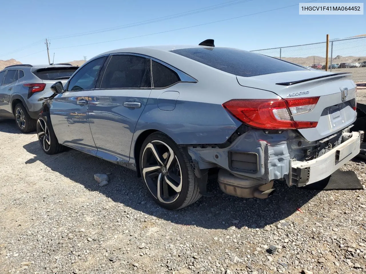 2021 Honda Accord Sport Se VIN: 1HGCV1F41MA064452 Lot: 60929964