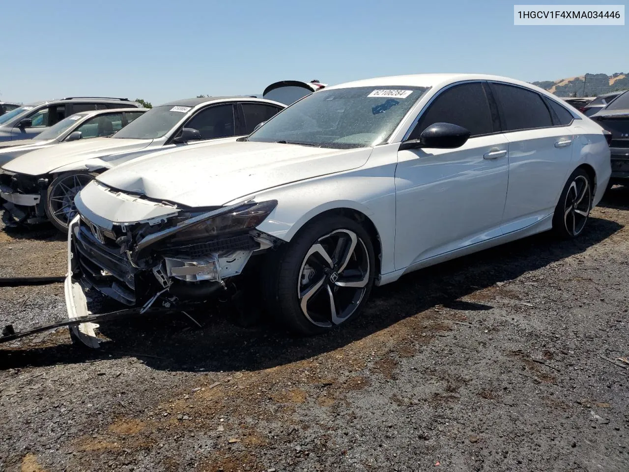 2021 Honda Accord Sport Se VIN: 1HGCV1F4XMA034446 Lot: 62106284