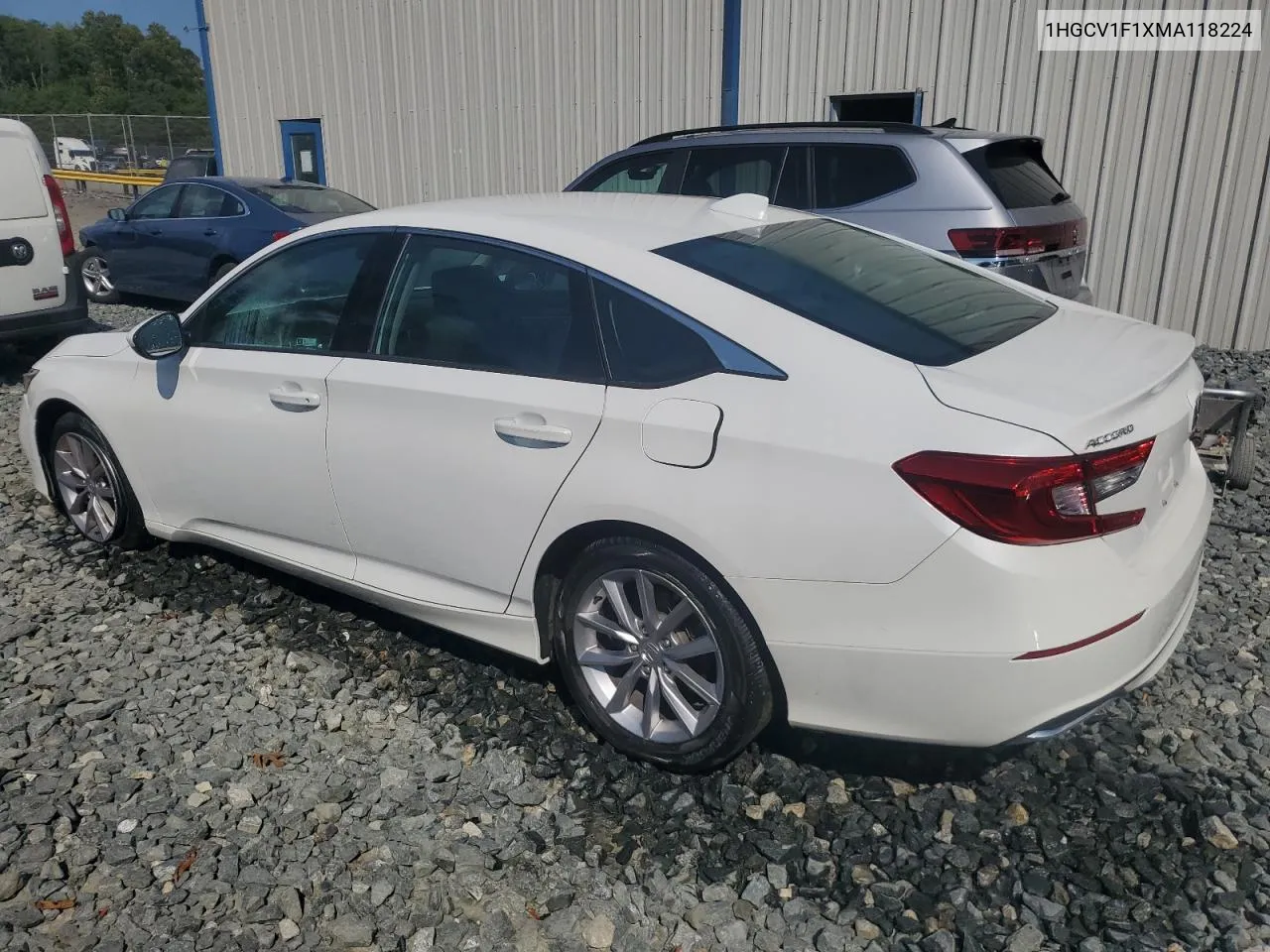 2021 Honda Accord Lx VIN: 1HGCV1F1XMA118224 Lot: 62294514