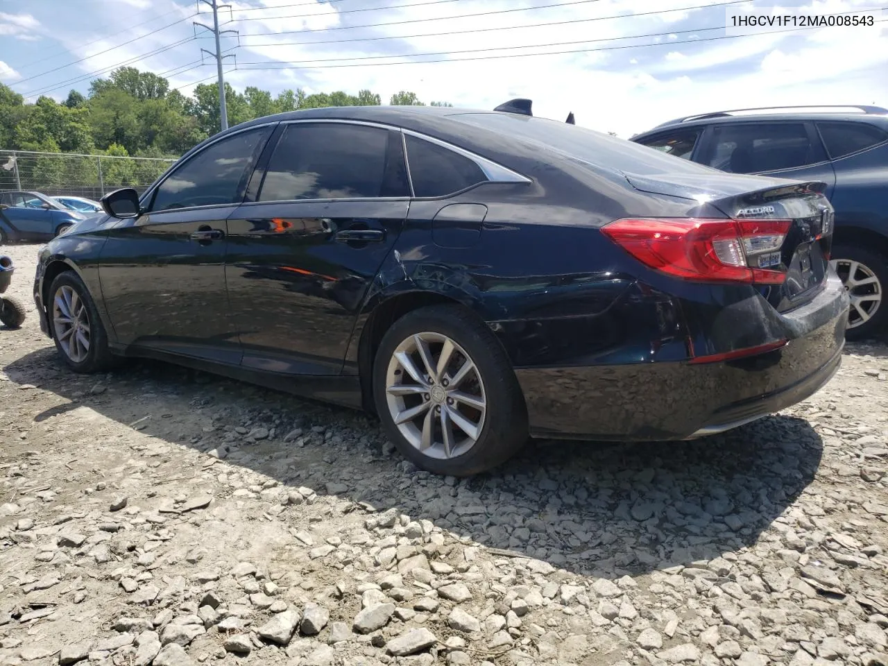 2021 Honda Accord Lx VIN: 1HGCV1F12MA008543 Lot: 62617134