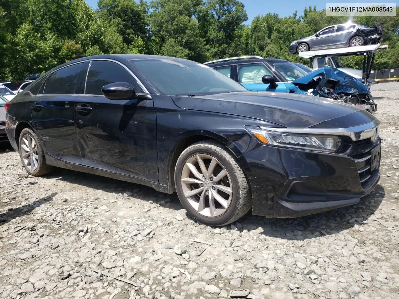 2021 Honda Accord Lx VIN: 1HGCV1F12MA008543 Lot: 62617134