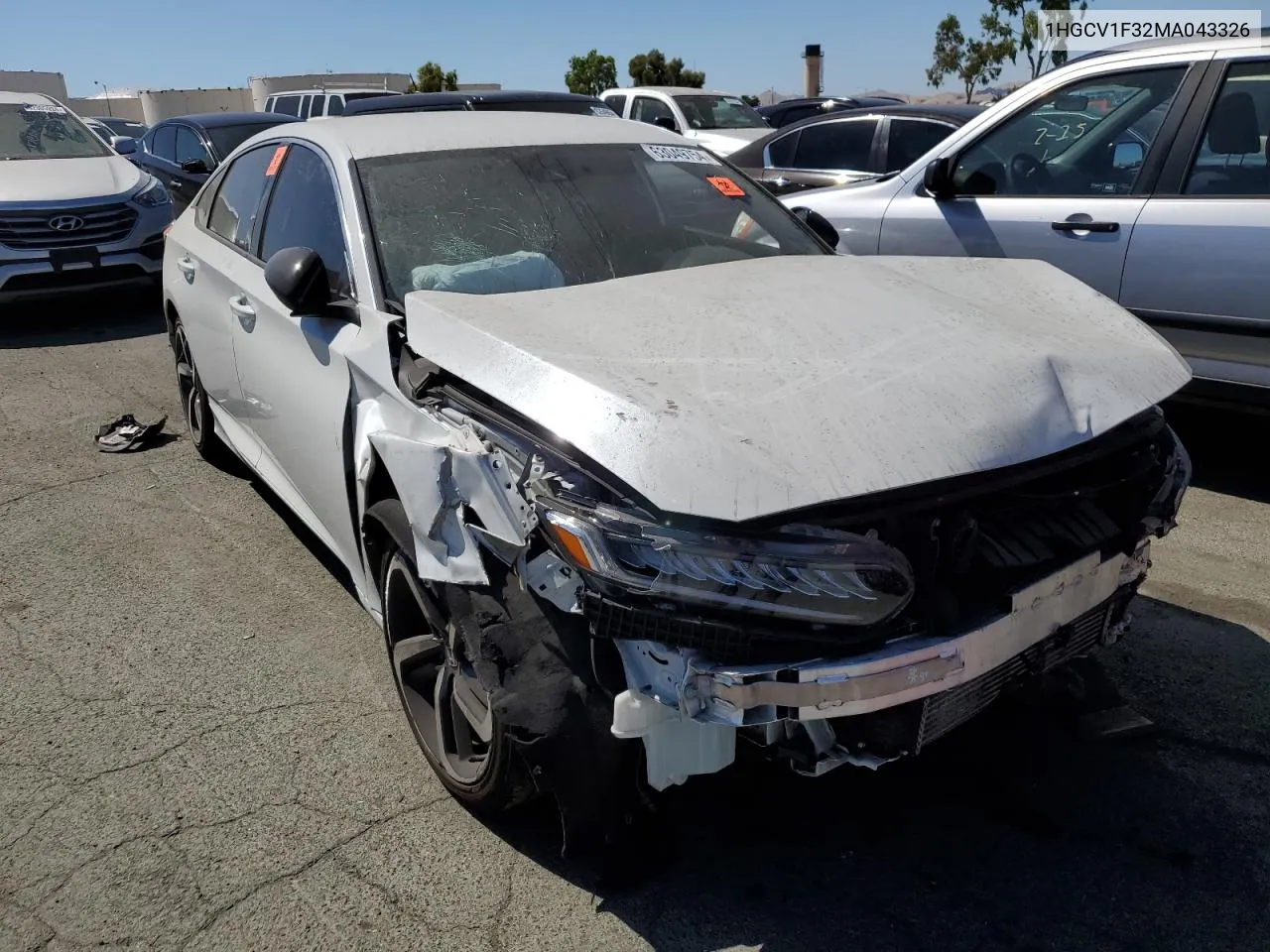 1HGCV1F32MA043326 2021 Honda Accord Sport