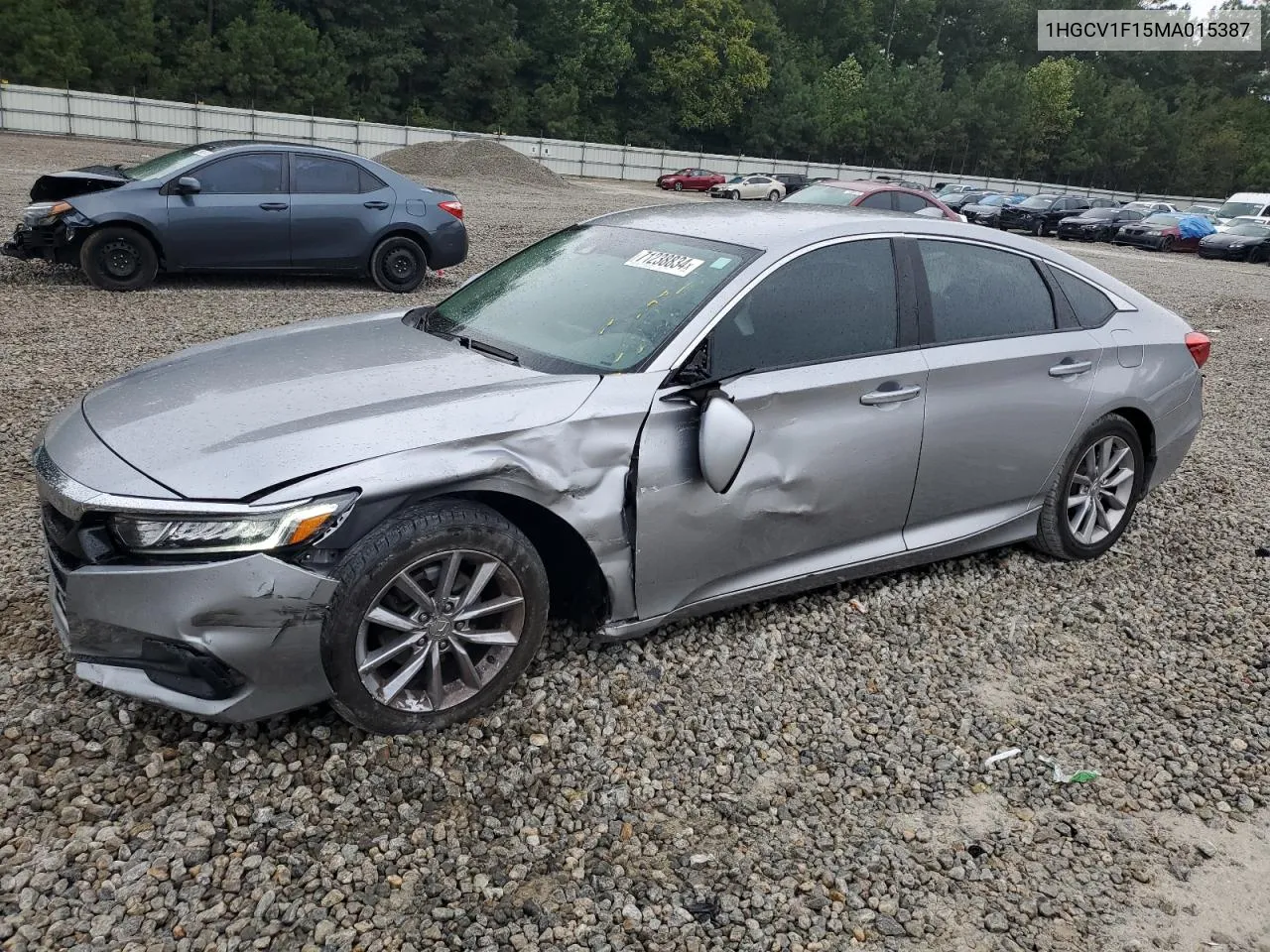 2021 Honda Accord Lx VIN: 1HGCV1F15MA015387 Lot: 71238834