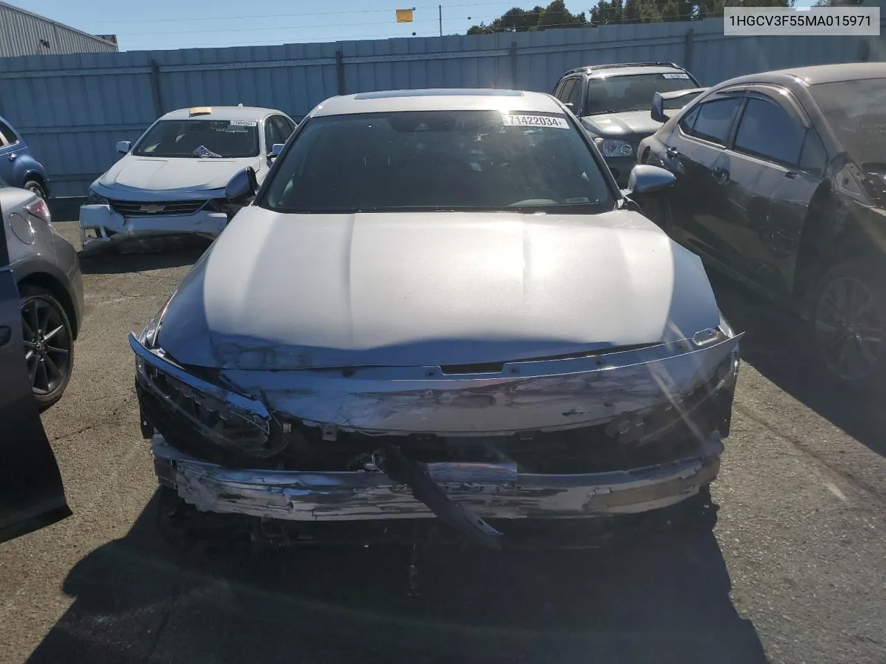 2021 Honda Accord Hybrid Exl VIN: 1HGCV3F55MA015971 Lot: 71422034