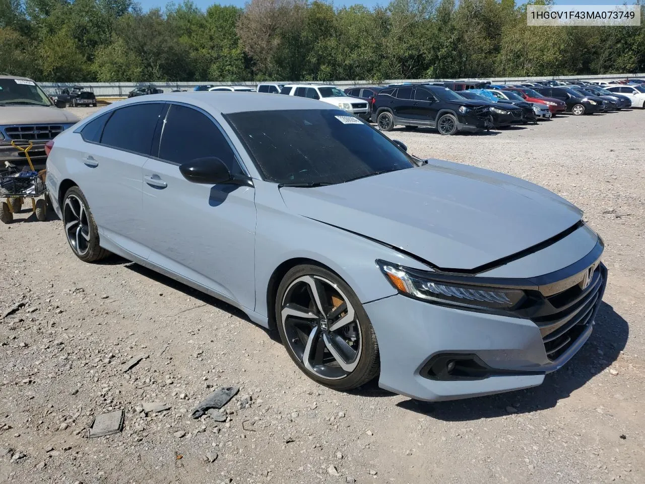 2021 Honda Accord Sport Se VIN: 1HGCV1F43MA073749 Lot: 72066284