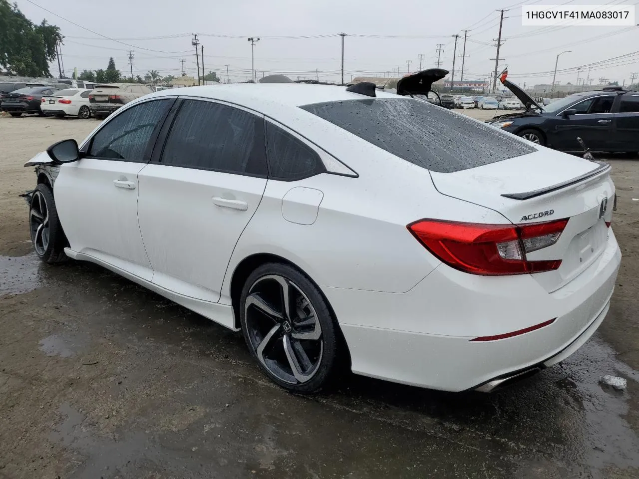 2021 Honda Accord Sport Se VIN: 1HGCV1F41MA083017 Lot: 72722584