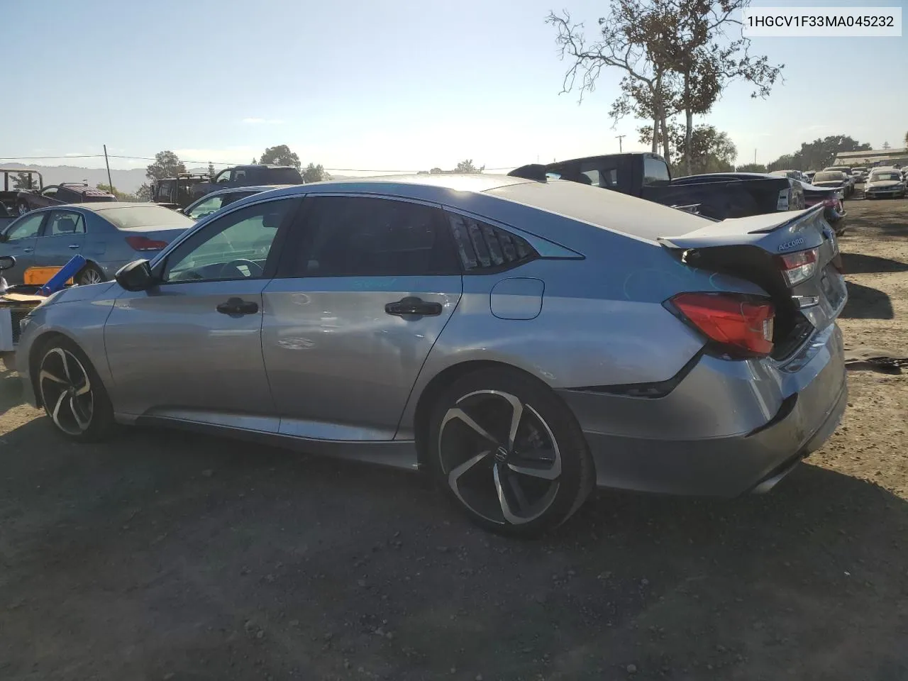 2021 Honda Accord Sport VIN: 1HGCV1F33MA045232 Lot: 74298754