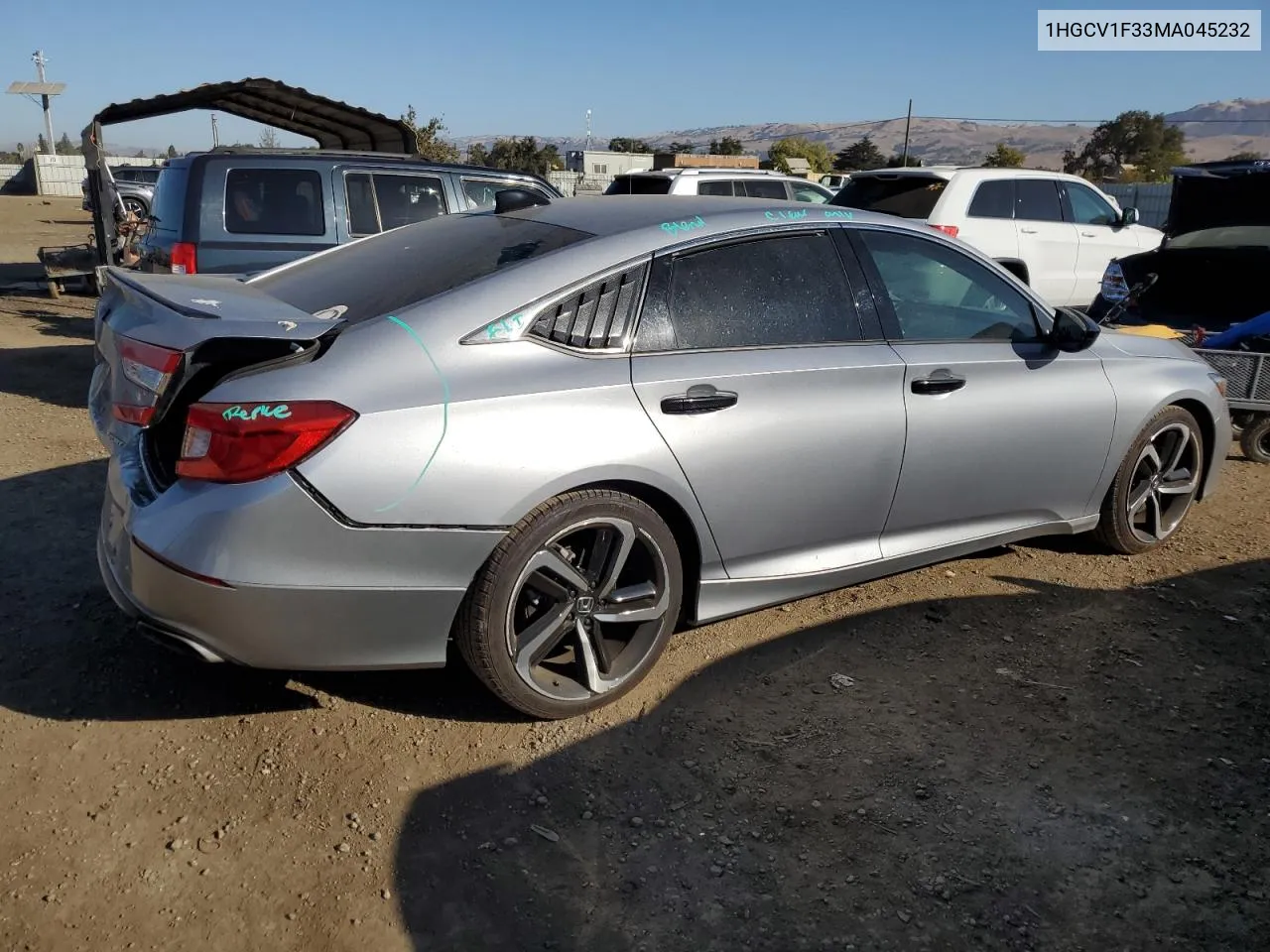 2021 Honda Accord Sport VIN: 1HGCV1F33MA045232 Lot: 74298754