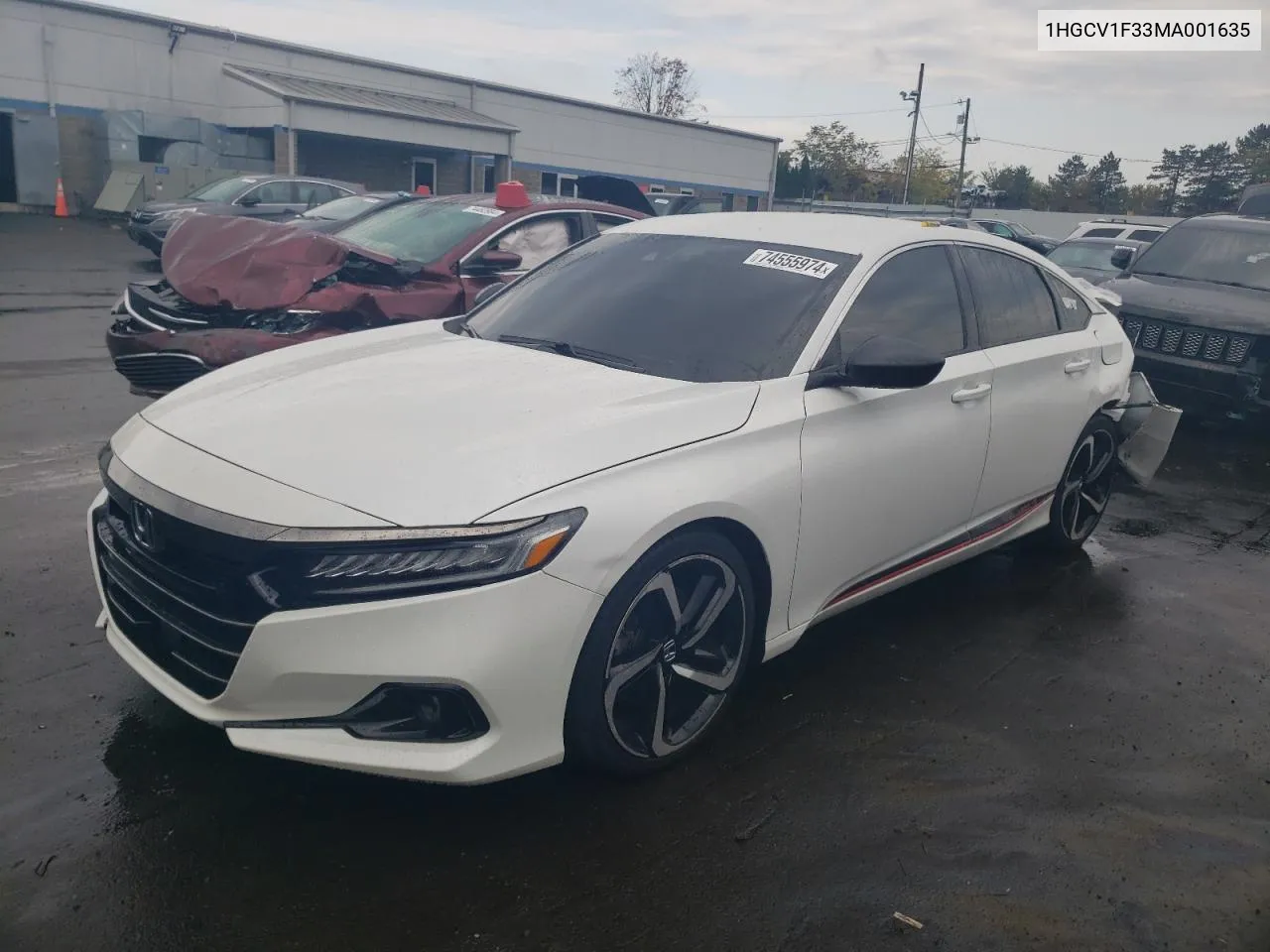 2021 Honda Accord Sport VIN: 1HGCV1F33MA001635 Lot: 74555974